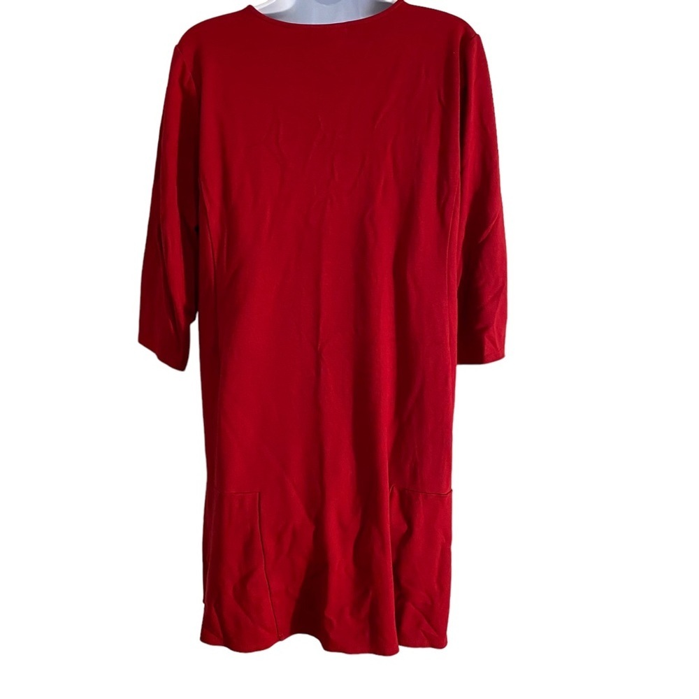 J Jill Ponte Dress Seamed Red Sz Medium - Picture 2 of 5